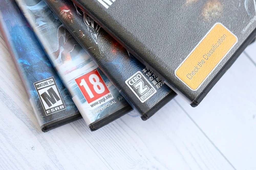 A small stack of video games