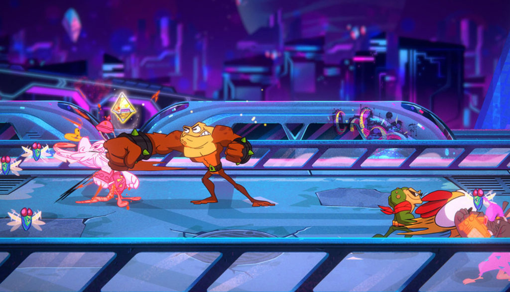 Screen shot from the video game Battletoads.