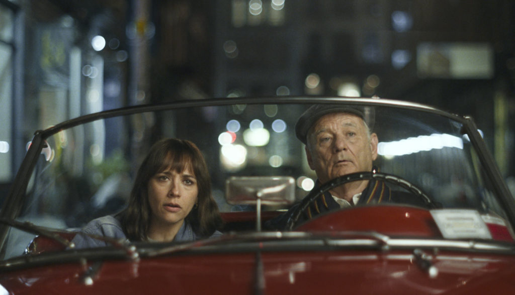 Bill Murray and Rashida Jones ride in a convertible in On the Rocks.