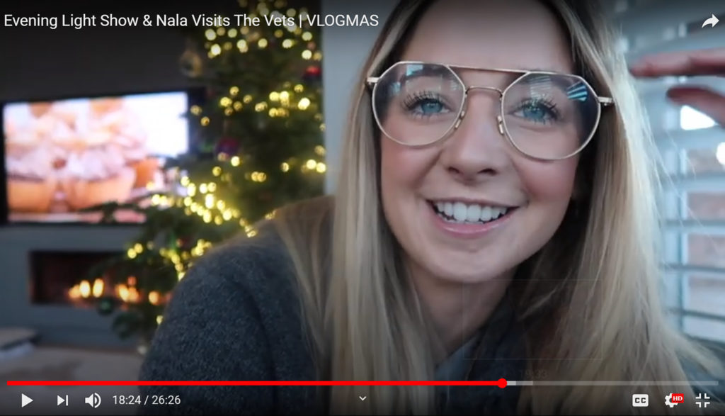 British YouTuber Zoe Sugg talks to the camera.