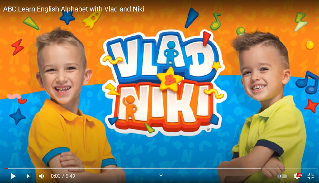 Screenshot of the YouTube Channel Vlad and Niki, featuring two young brothers smiling.