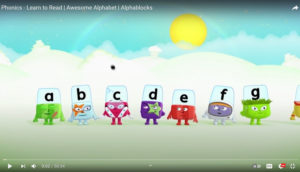 Screen shot of the YouTube channel Alphablocks.