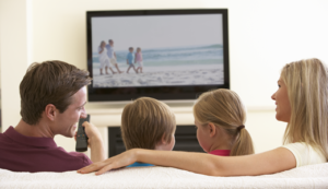 Family watching TV