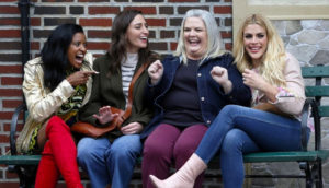 Four women on a bench