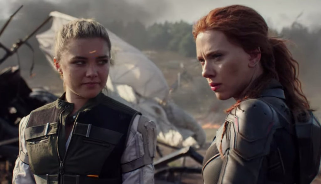 Black Widow (Natasha Romanoff) and her sister looking fierce after a destructive battle.