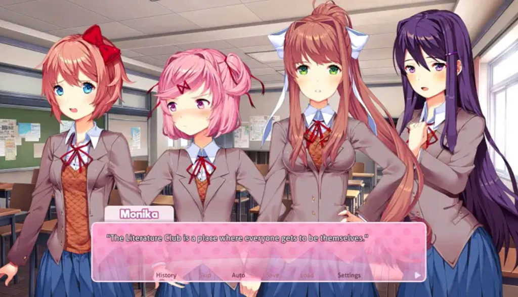 four girls in a school literature club