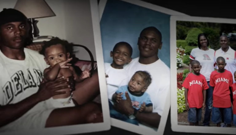 Image of several vintage photos of fathers and their families.
