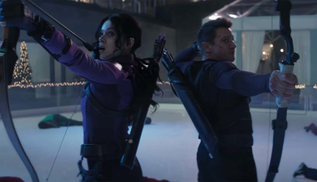 two people shooting bows in Hawkeye series