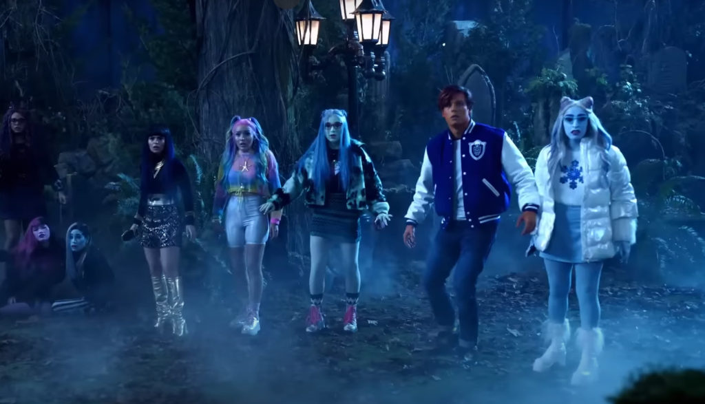 We see the cast from Monster High: The Movie in a graveyard.