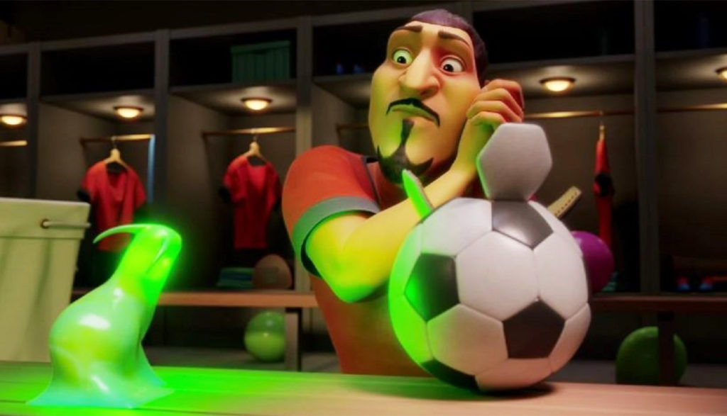 Glowing green goo scares a soccer player - The Soccer Football Movie